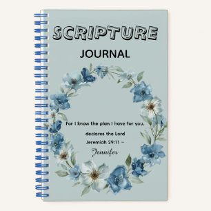 Cuaderno Biblia de la escritura personalizada de la flor az