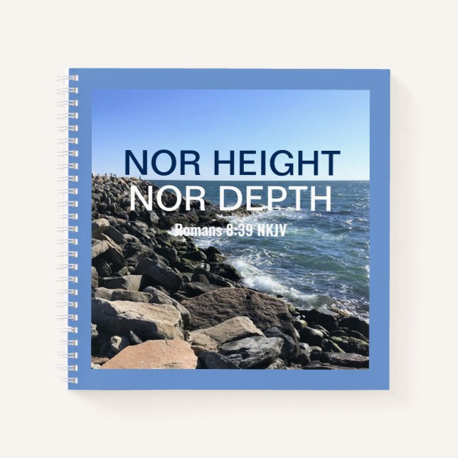 Cuaderno Biblia inspiradora frente a olas del mar Azul (Anverso)