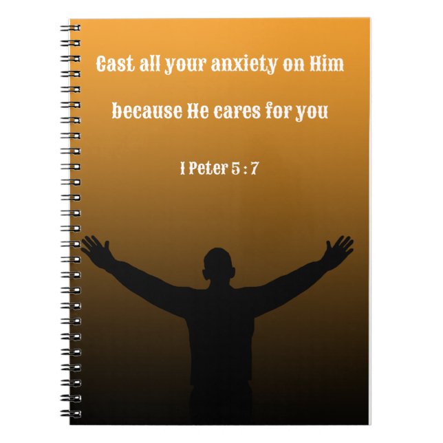 Cuaderno Biblia motivadora Verso 1 Peter 5 : 7 (Frente)