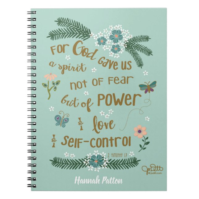 Cuaderno Biblia Verse Scripts Mint Floral Personalizado (Frente)