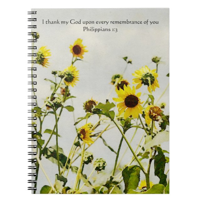 Cuaderno Bíblica de arte de girasol Verse Prayer Bloc de no (Frente)