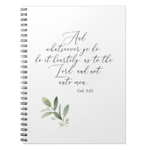 Cuaderno Bíblica KJV de bloc de notas frente a colosales 3