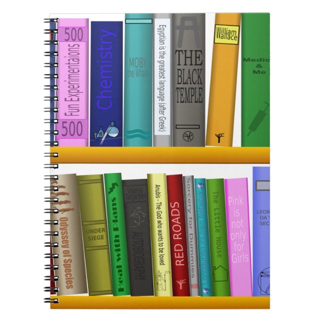 Cuaderno biblioteca de libros estantes leyendo (Frente)