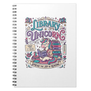 Cuaderno Biblioteca de Unicornio Arte de POD Colorido de Un