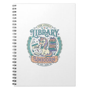 Cuaderno Biblioteca de Unicornio Diseño Gráfico Caprichoso