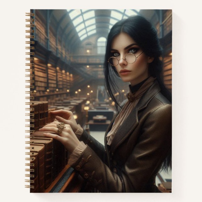 Cuaderno Bibliotecaria Steampunk Vintage victoriana Lady (Anverso)