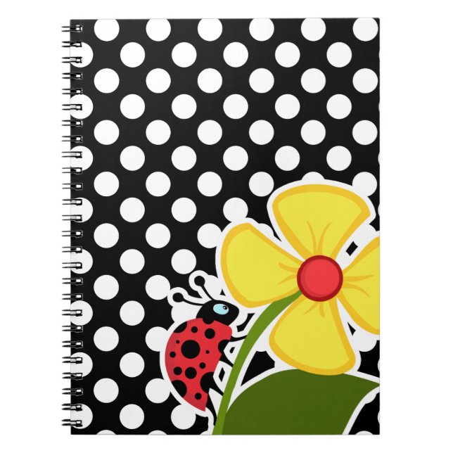 Cuaderno Bicho de labios sobre puntos de polka blanco y neg (Frente)