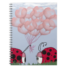 Cuaderno Bicho De Ladybug Adorable Con Bouquet De Globo Ros