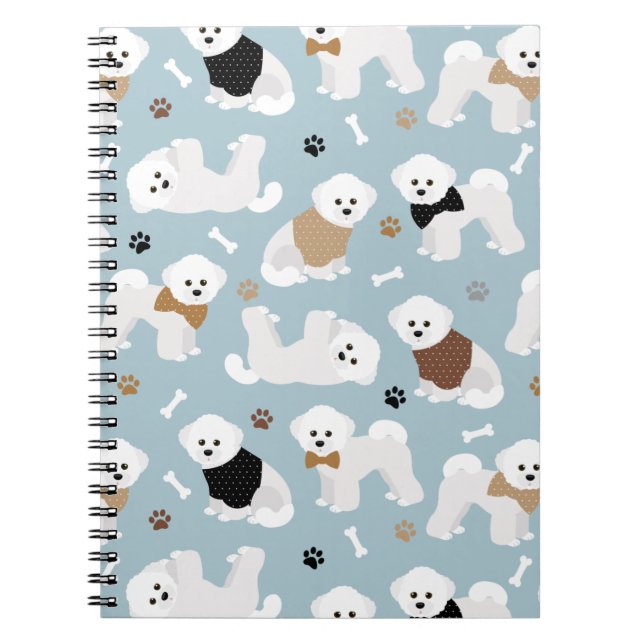 Cuaderno Bichon Frise Bones y Paws Blue (Frente)