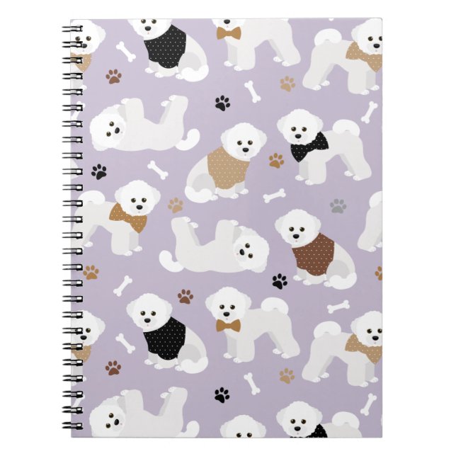 Cuaderno Bichon Frise Bones y Paws Purple (Frente)