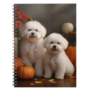 Cuaderno Bichon Frise Puppy Calabaza deslumbrante de otoño