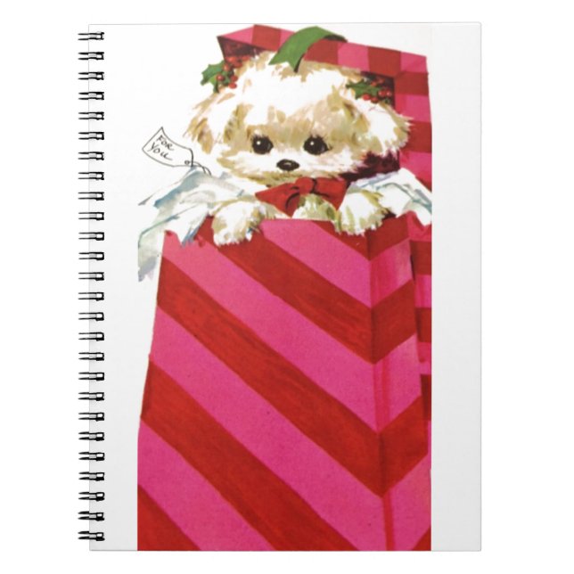 Cuaderno Bichon Lhasa maltés de cachorro navideño dulce (Frente)