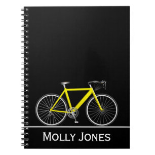 Cuaderno Bicicleta amarilla con nombre en negro