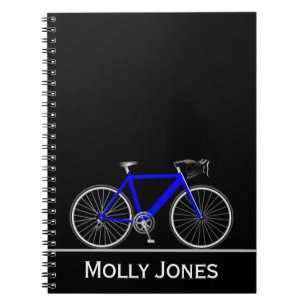 Cuaderno Bicicleta azul con nombre en negro