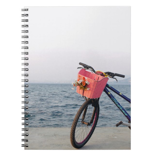 Cuaderno Bicicleta azul y negro con cesta (Frente)