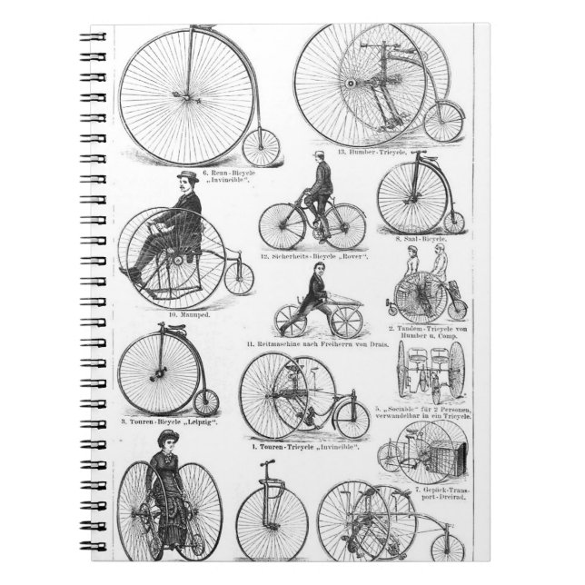 Cuaderno Bicicleta de rueda alta Penny Farthing (Frente)
