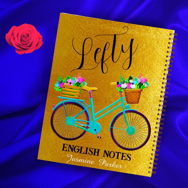 Cuaderno Bicicleta Floral de Purpurina Dorada para Niñas Zu (Subido por el creador)