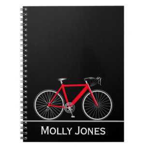 Cuaderno Bicicleta roja con nombre en negro