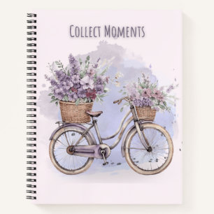 Cuaderno Bicicleta Vintage con flores - acuarela