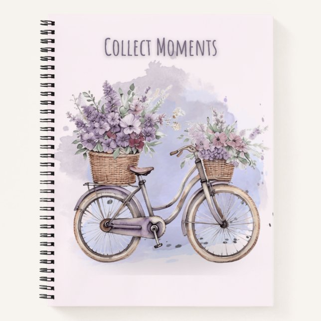 Cuaderno Bicicleta Vintage con flores - acuarela (Anverso)