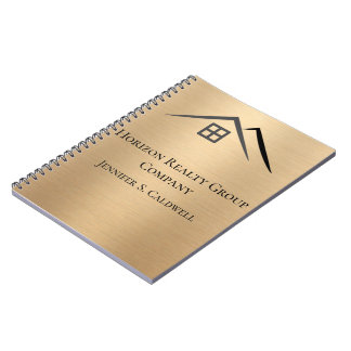 Cuaderno Bienes Raíces de Oro Metálico Lujoso