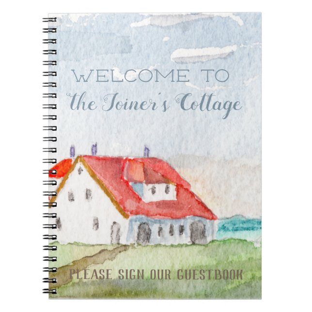 Cuaderno Bienvenida a cabaña costera personalizada (Frente)