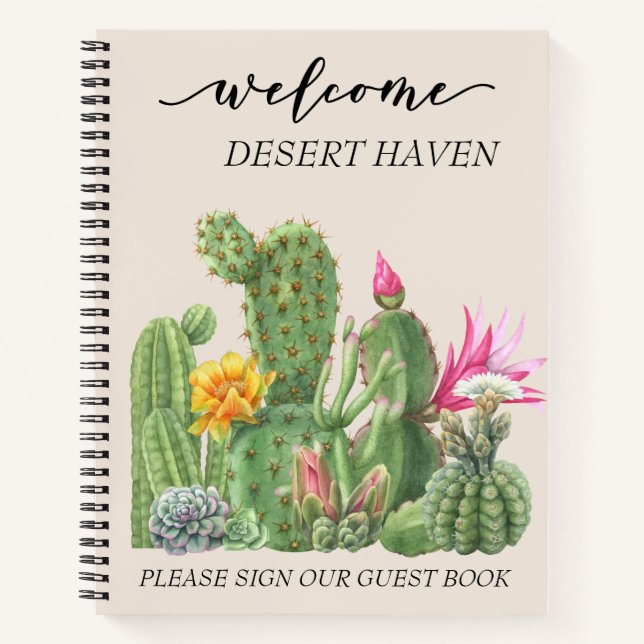Cuaderno Bienvenida Acuarela Desierto Cactus Alquiler de Va (Anverso)