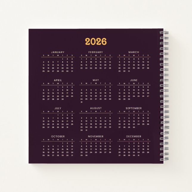 Cuaderno Bienvenida al Calendario 2026 Feliz Año Nuevo (Reverso)
