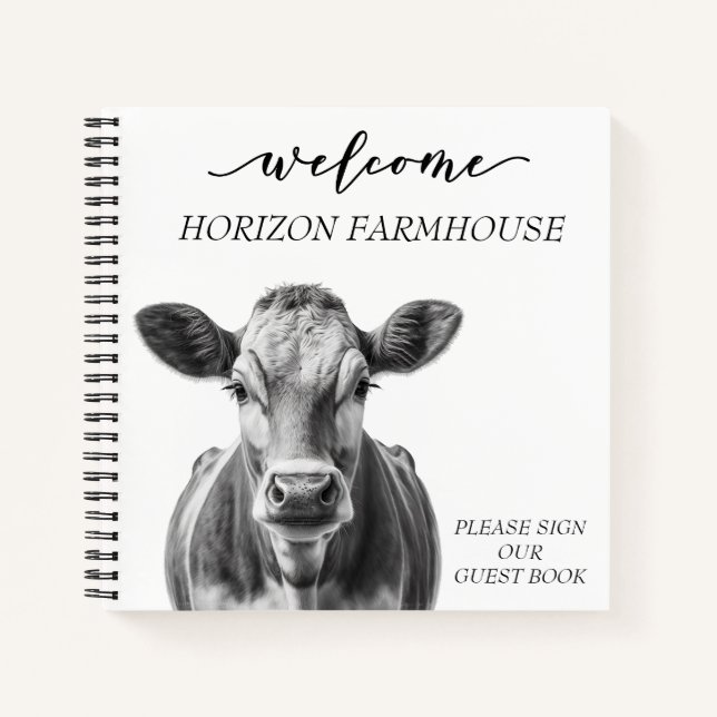Cuaderno Bienvenida Cow Farmhouse Cabina Alquiler de casas (Anverso)