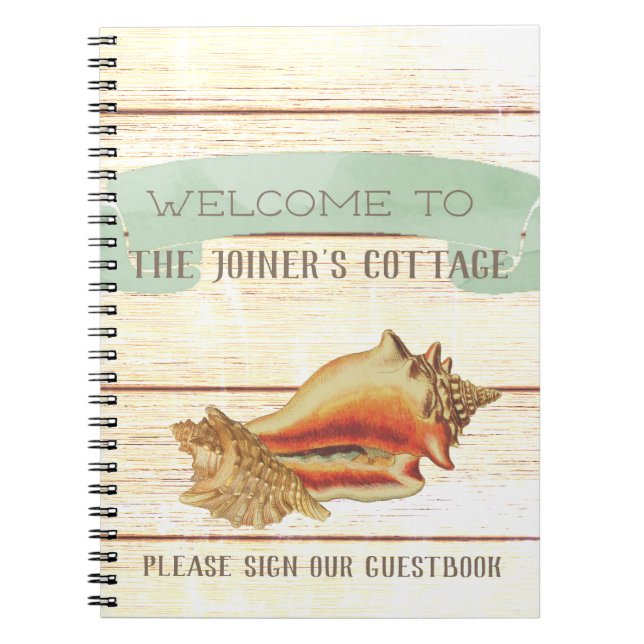 Cuaderno Bienvenida personalizada Rustic Beach House (Frente)