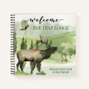 Cuaderno Bienvenida Watercolor Elk Cabaña Hogar Alquiler