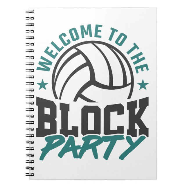 Cuaderno Bienvenido al bloque central de voleibol Fiesta (Frente)