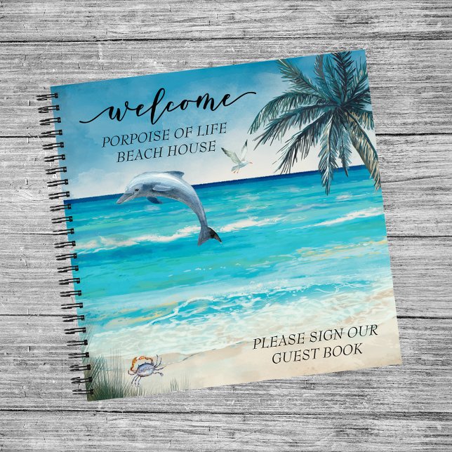Cuaderno Bienvenido Casa de Playa Acuarela Delfín Invitado  (Subido por el creador)