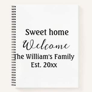 Cuaderno Bienvenido dulce hogar añadir apellido año Est. Te