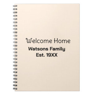 Cuaderno Bienvenidos a casa apellido est. Año casa de huésp