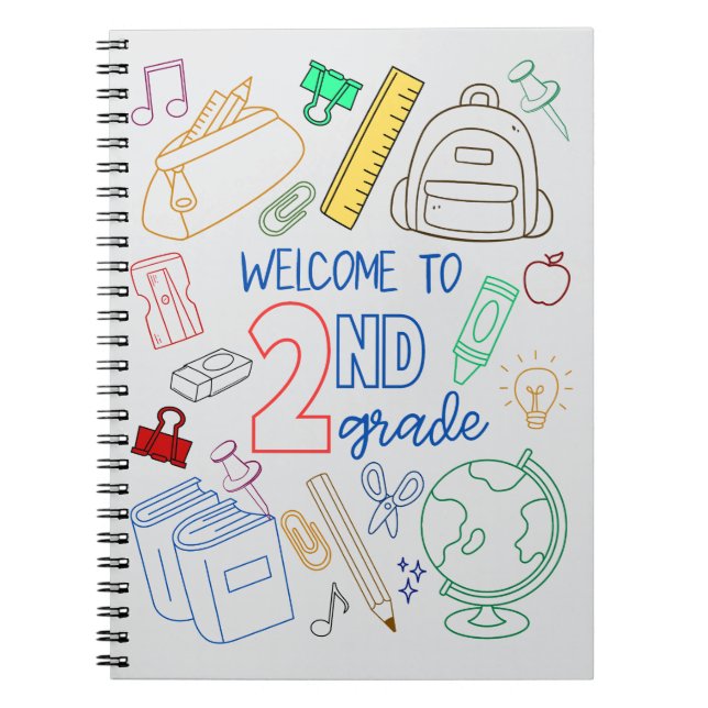 Cuaderno Bienvenidos a un bloc de notas de segundo grado de (Frente)