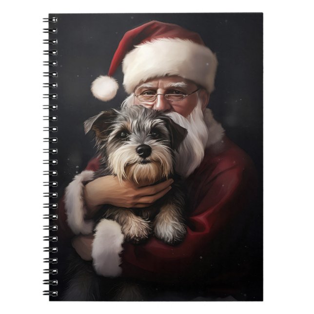 Cuaderno Biewer Terrier Con Los Navidades De Santa Claus (Frente)