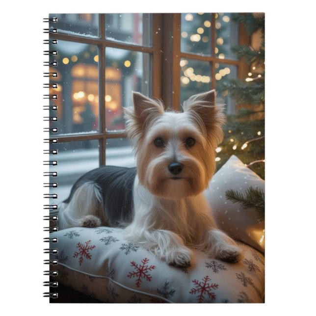 Cuaderno Biewer Terrier con luces de Navidad (Frente)