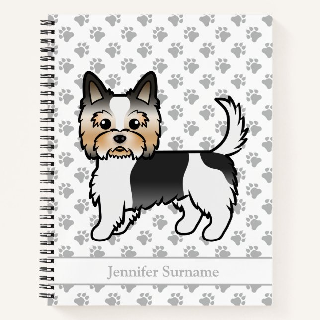 Cuaderno Biewer Terrier Perro de Dibujos Animados Lindo & N (Anverso)