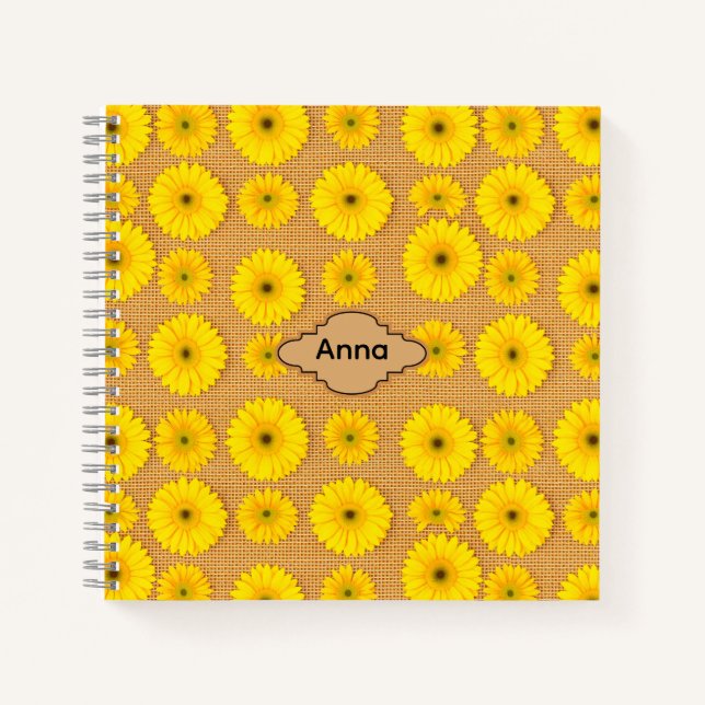 Cuaderno Big and Little Sunflowers on Burlap (Anverso)