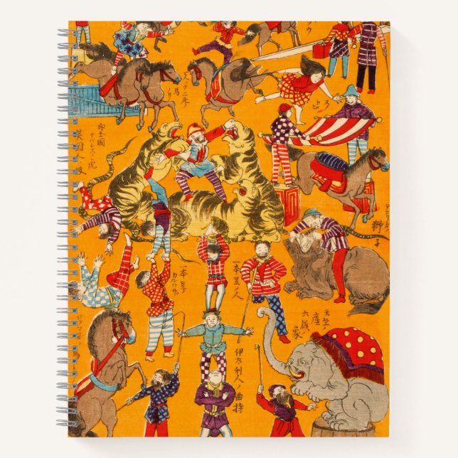 Cuaderno Big Japanese Circus woodblock print 