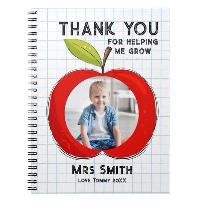 Cuaderno Big Red Apple Teacher Thank You Photo Notebook  (Frente)