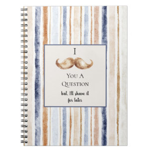 Cuaderno Bigote de Rayas de Crema Azul Te Hace Una Pregunta