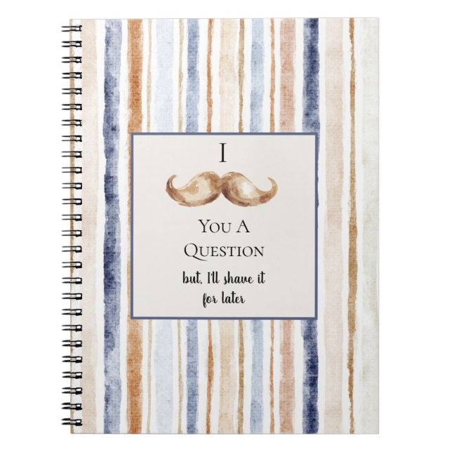 Cuaderno Bigote de Rayas de Crema Azul Te Hace Una Pregunta (Frente)