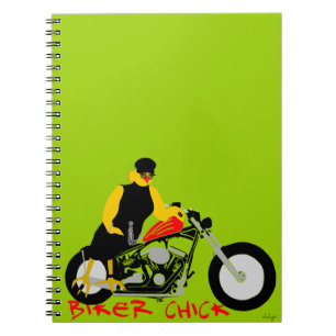 Cuaderno BIKER CHICK sentado en su motocicleta