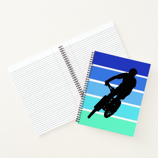 Cuaderno Biker de montaña en portátil Retro Blue-Green Stri (Interior)