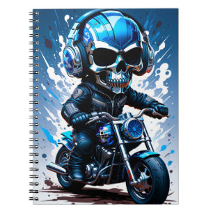 Cuaderno Biker Skeleton con auriculares