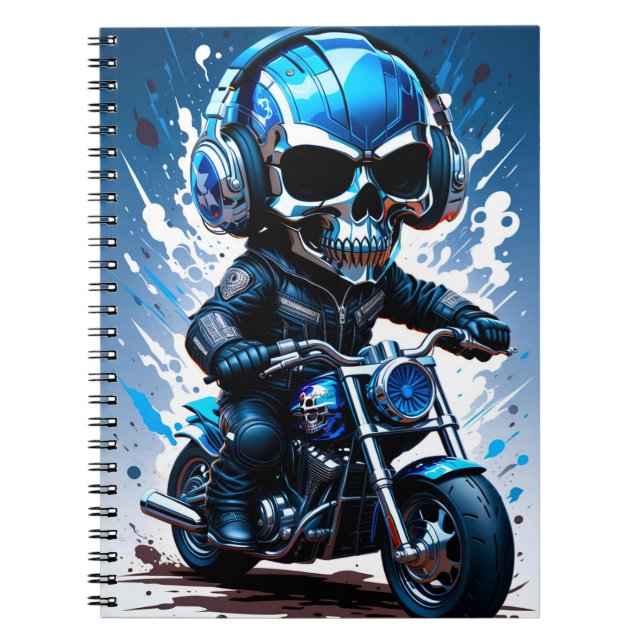 Cuaderno Biker Skeleton con auriculares (Frente)