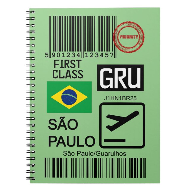 Cuaderno Billete de viaje a São Paulo Brasil (Frente)