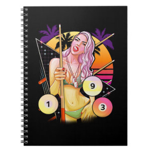 Cuaderno Billiard Chica Vaporwave 80's 90s Snooker Pool